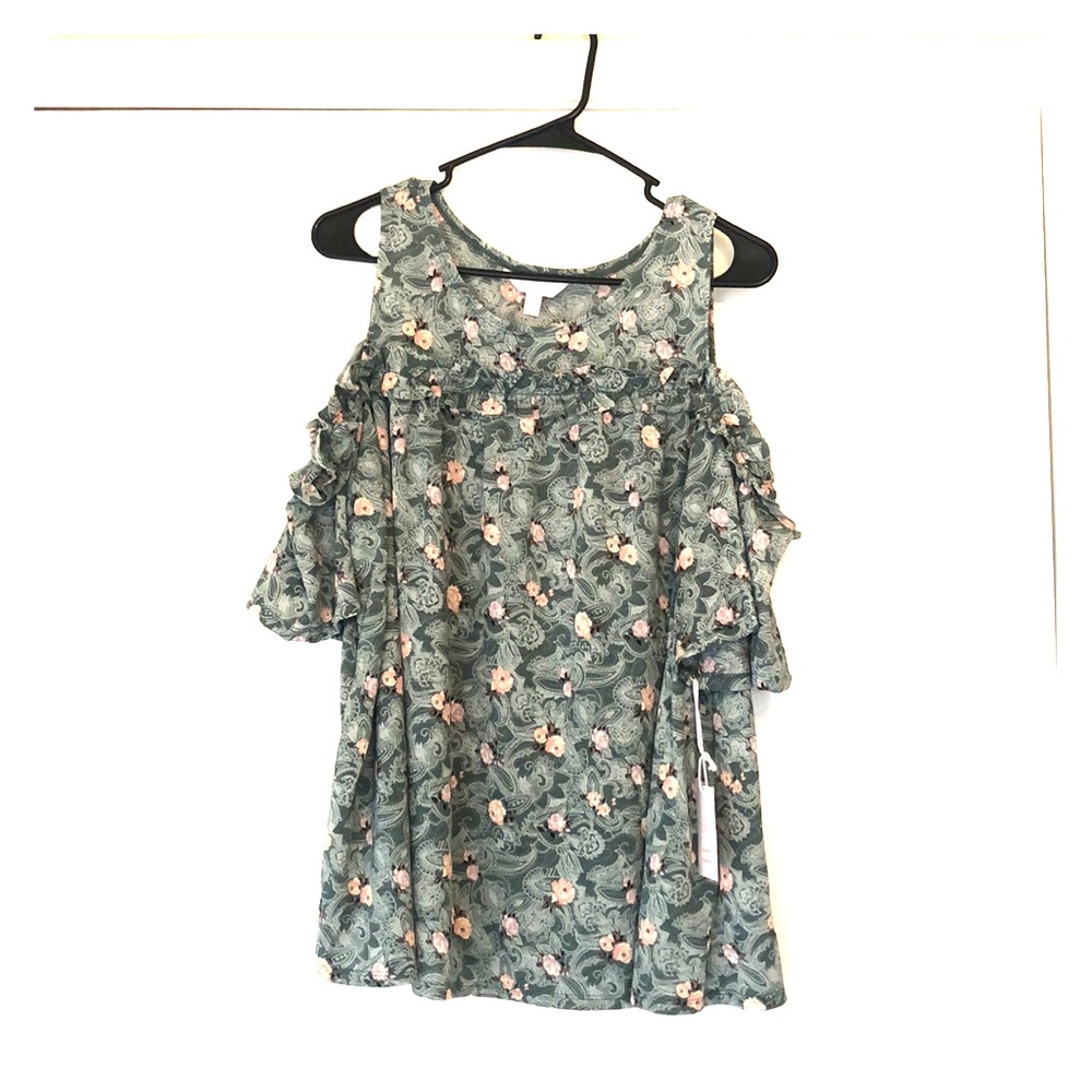 Ruffle Cold Shoulder Top